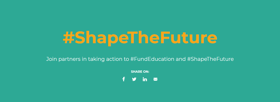 Laat je steun voor wereldwijd onderwijs zien: #ShapeTheFuture